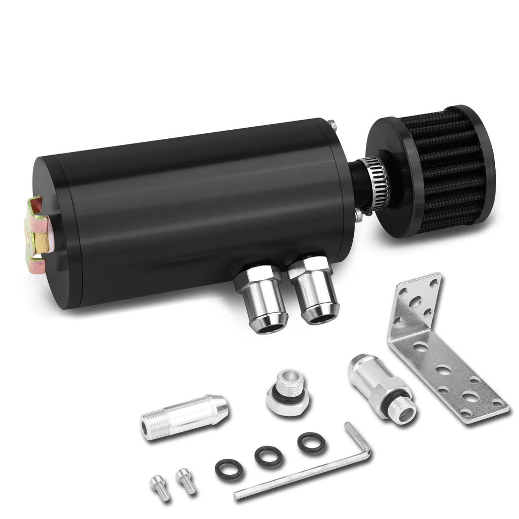 Aluminum Engine Oil Catch Tank 140ml + Filter for Universal Fit (1/2" & 5/8")
