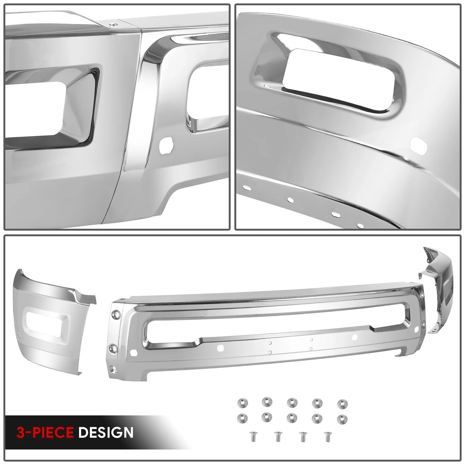 Chrome Front Bumper Face Bar w/ Fog Light Holes for Dodge Ram 2500 3500 (2010–2018)