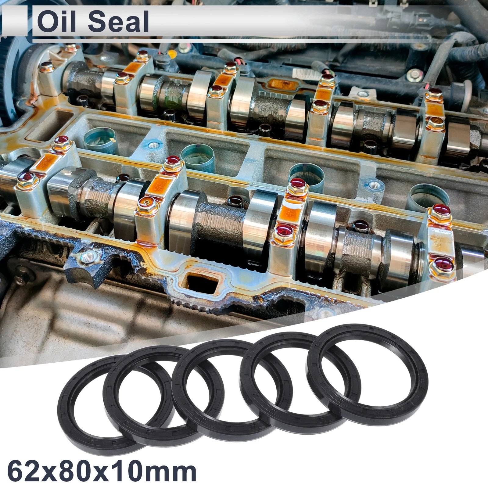 Set of 5 Oil Seal Rotary Shaft Seal NBR Rubber 62x80x10mm