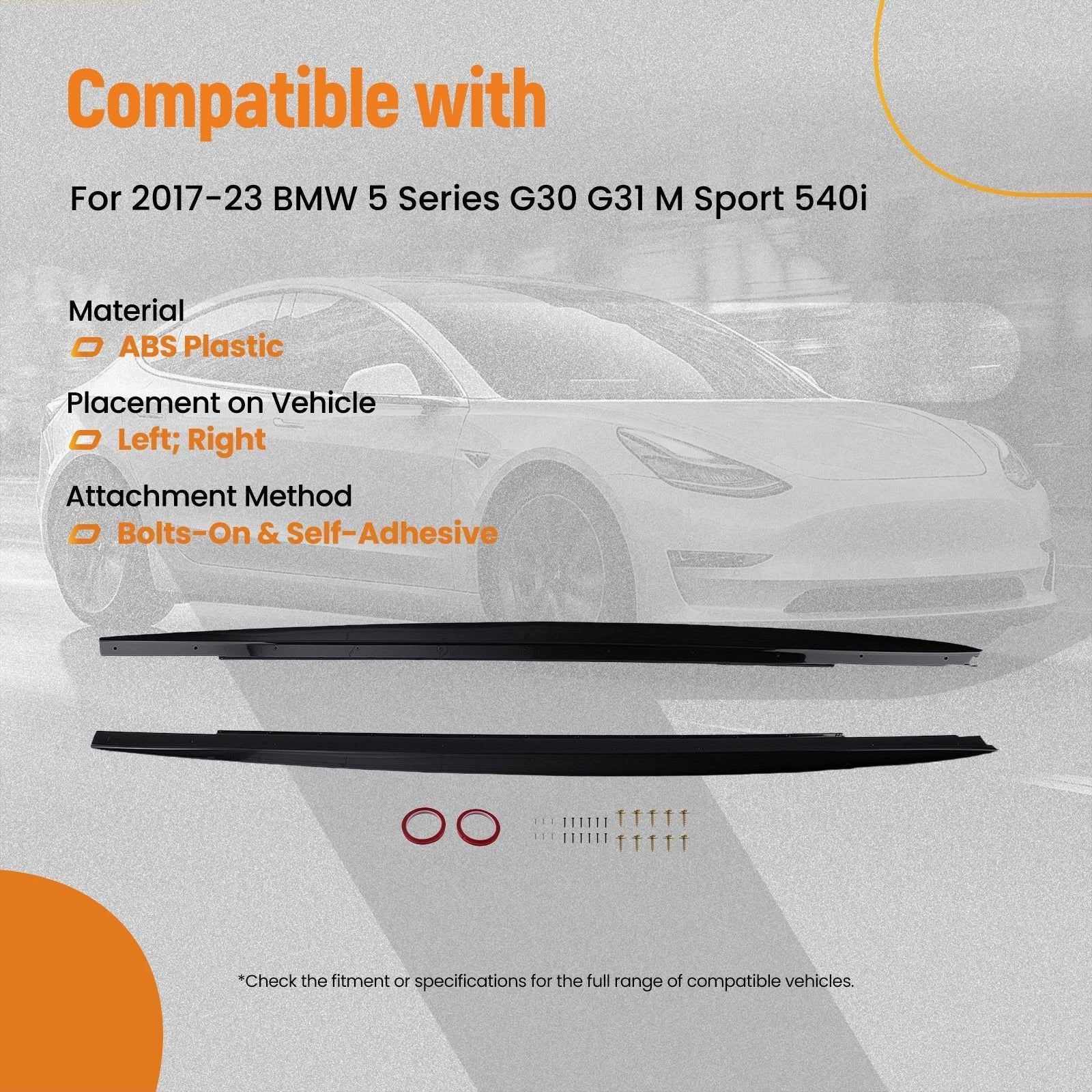 Body Kit Side Skirt Extension for BMW 5 Series G30 G31 (2017–2023) Gloss
