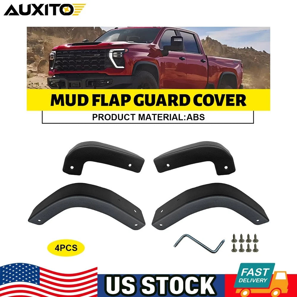 Set of 4 Mud Flap Guard Delete Covers for Silverado 1500 (2019–2025)