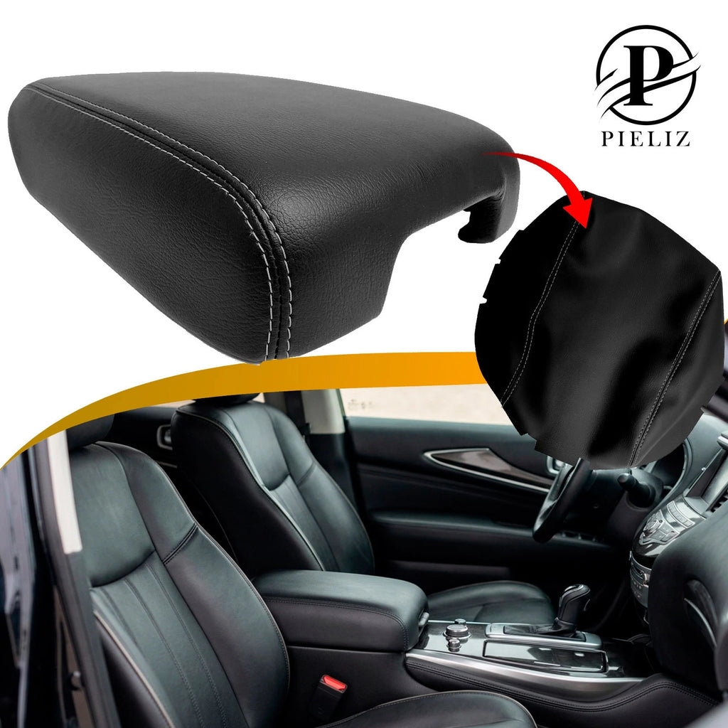Console Lid Armrest Cover for Infiniti QX60 (2014–2020) Leather Gray Stitch