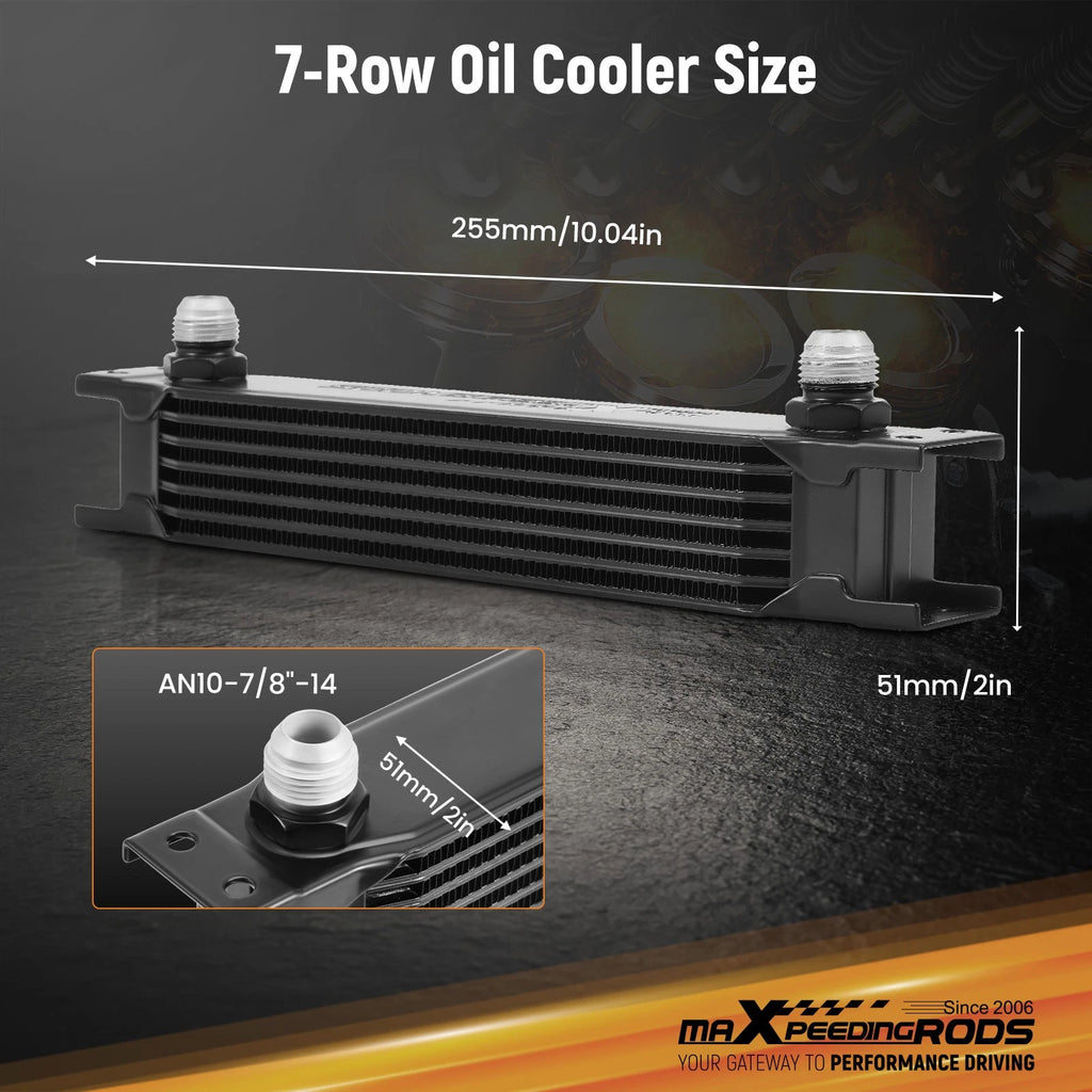 7 Row Aluminum Oil Cooler Kit for Universal Applications (10AN)