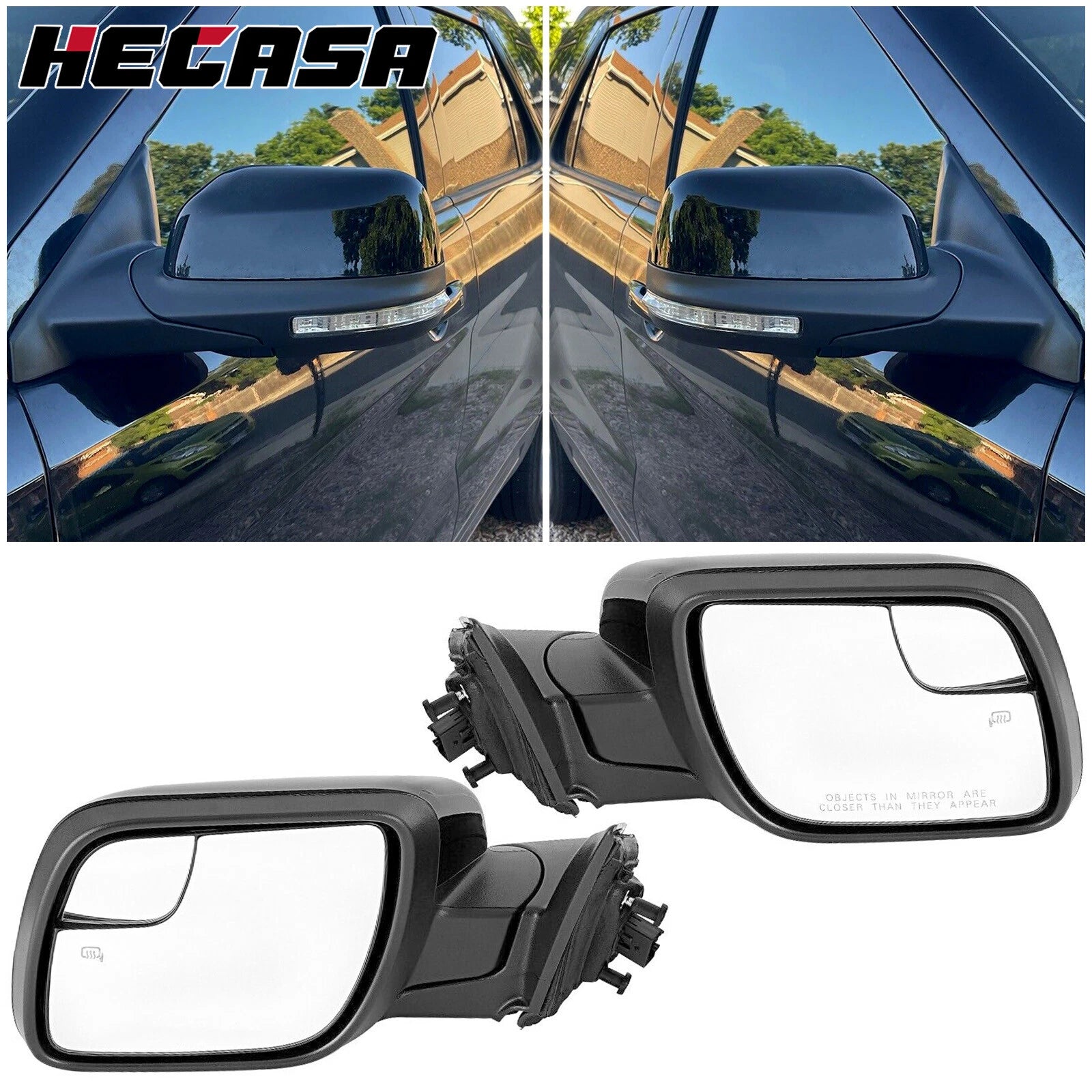 Heated Side Power Mirrors w/ Turn Signal & Puddle Light for Ford Explorer (2016–2019)