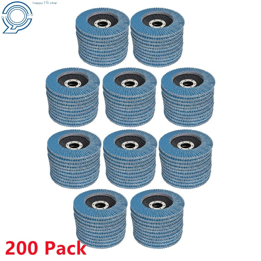 Set of 200 Zirconia Flap Discs 4.5" 40 Grit for Sanding