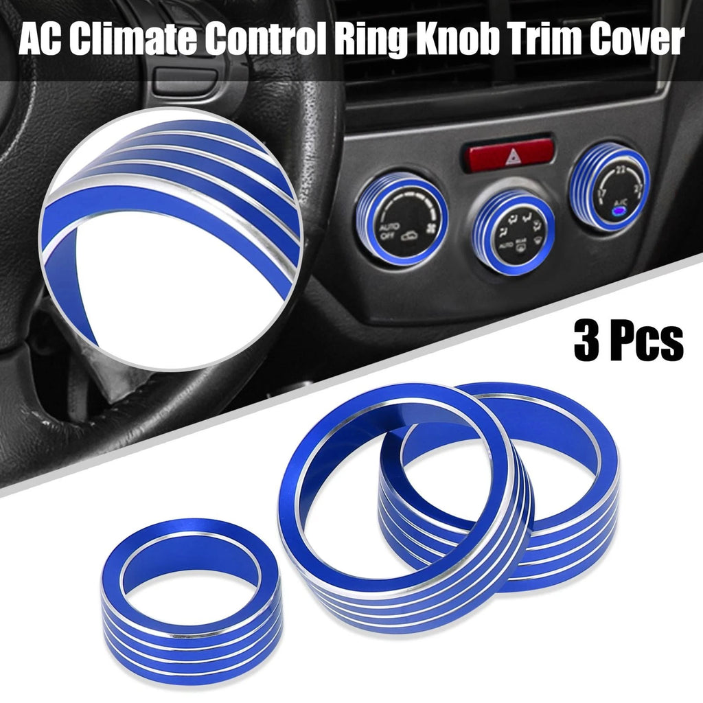 3pcs Blue AC Climate Control Knob Trim Cover for Subaru Forester (2019–2021)