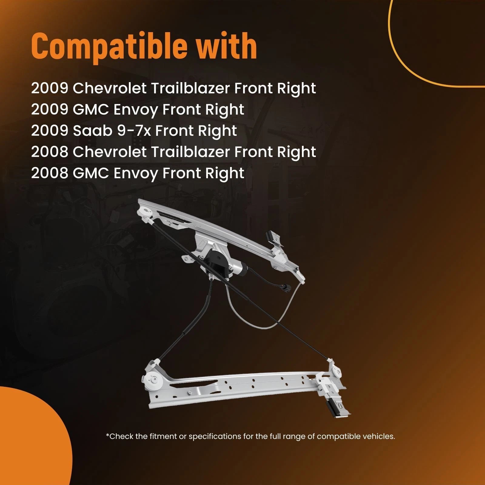Front Right Window Regulator with Motor for Chevy Trailblazer GMC Envoy (2002-2009)