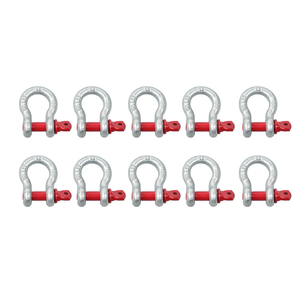 Set of 10 D Ring Anchor Shackles 3/8" with Clevis Screw Pin