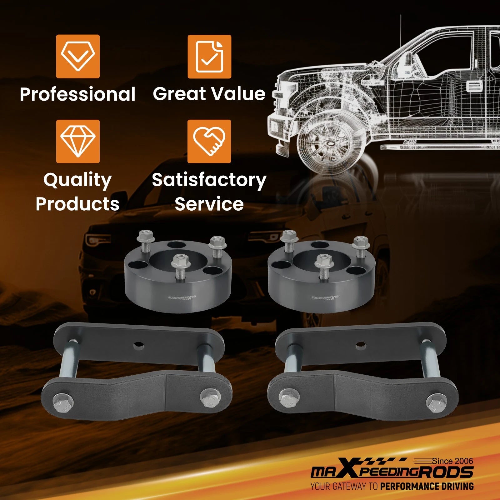 2.5" Front Suspension Lift Spacer Kit for Nissan Frontier (2005–2024)