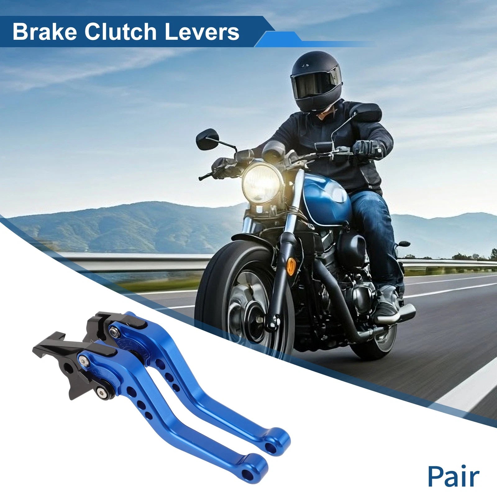 Adjustable Short Brake Clutch Levers Set of 2 for Suzuki SV650 (1999–2010) Solid Blue