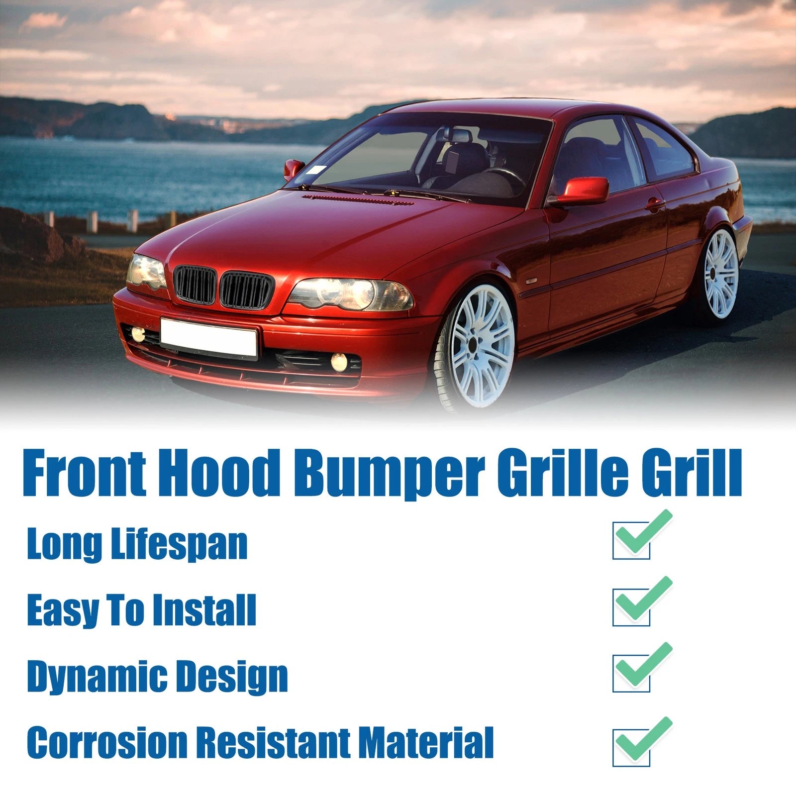 1 Pair Front Hood Bumper Grille for BMW 323i 325i 325xi 328i (2000–2006)