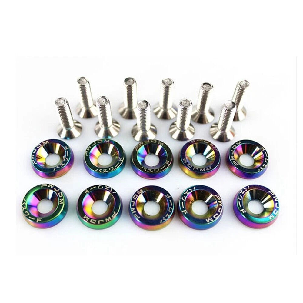 20pcs M6 Chrome Car Engine Bumper Fender Washer License Plate Bolt Screws Kit