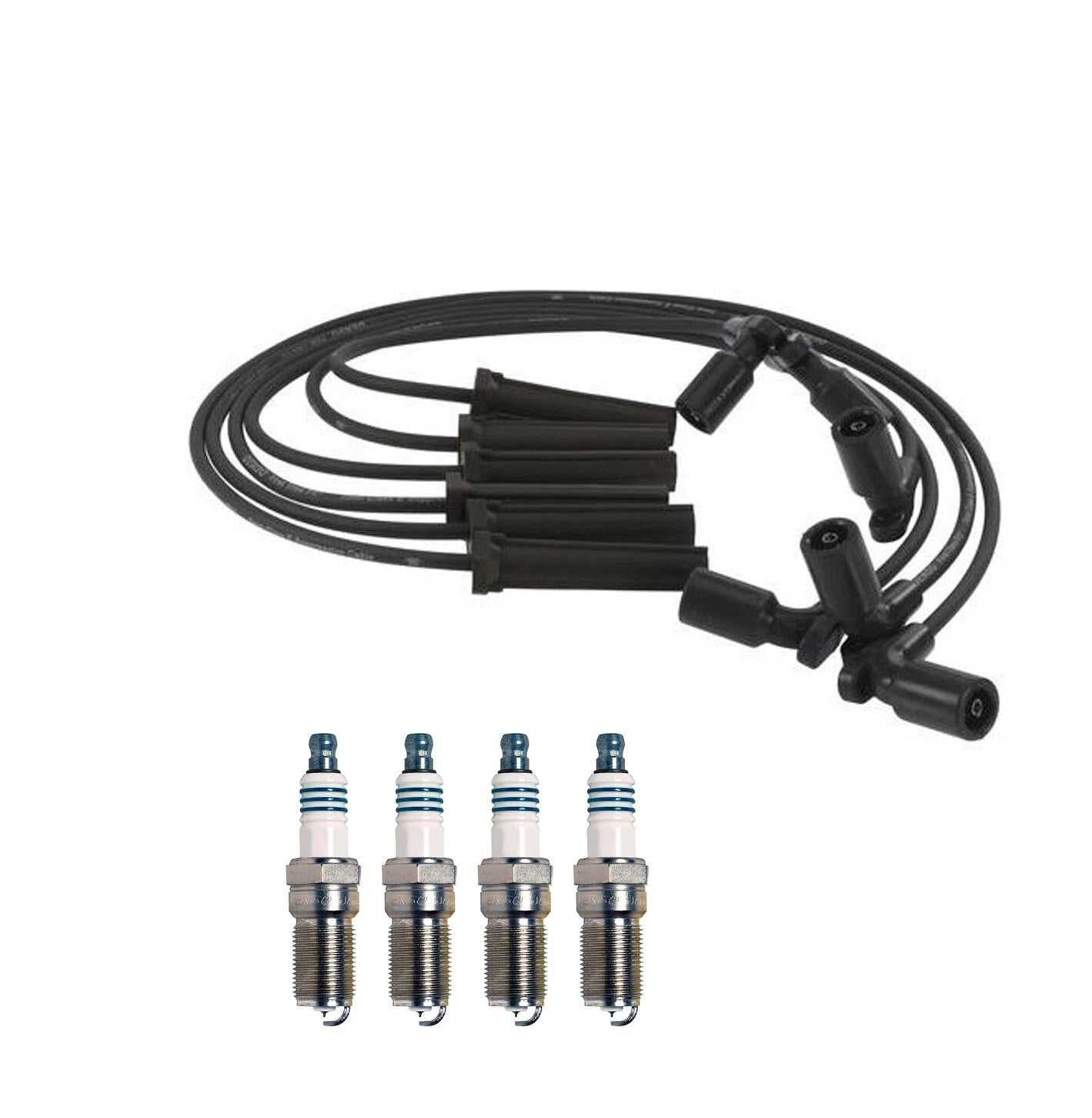 Denso 7mm Wire Set & 4 Iridium TT Spark Plugs for Ford Fiesta (2011–2019)