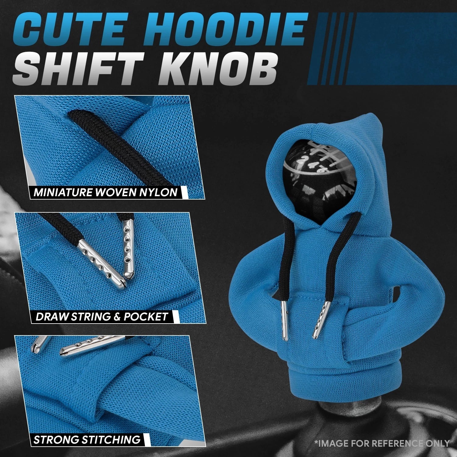 5.2" Blue Woven Nylon Washable Gear Shift Knob Mini Hoodie Universal