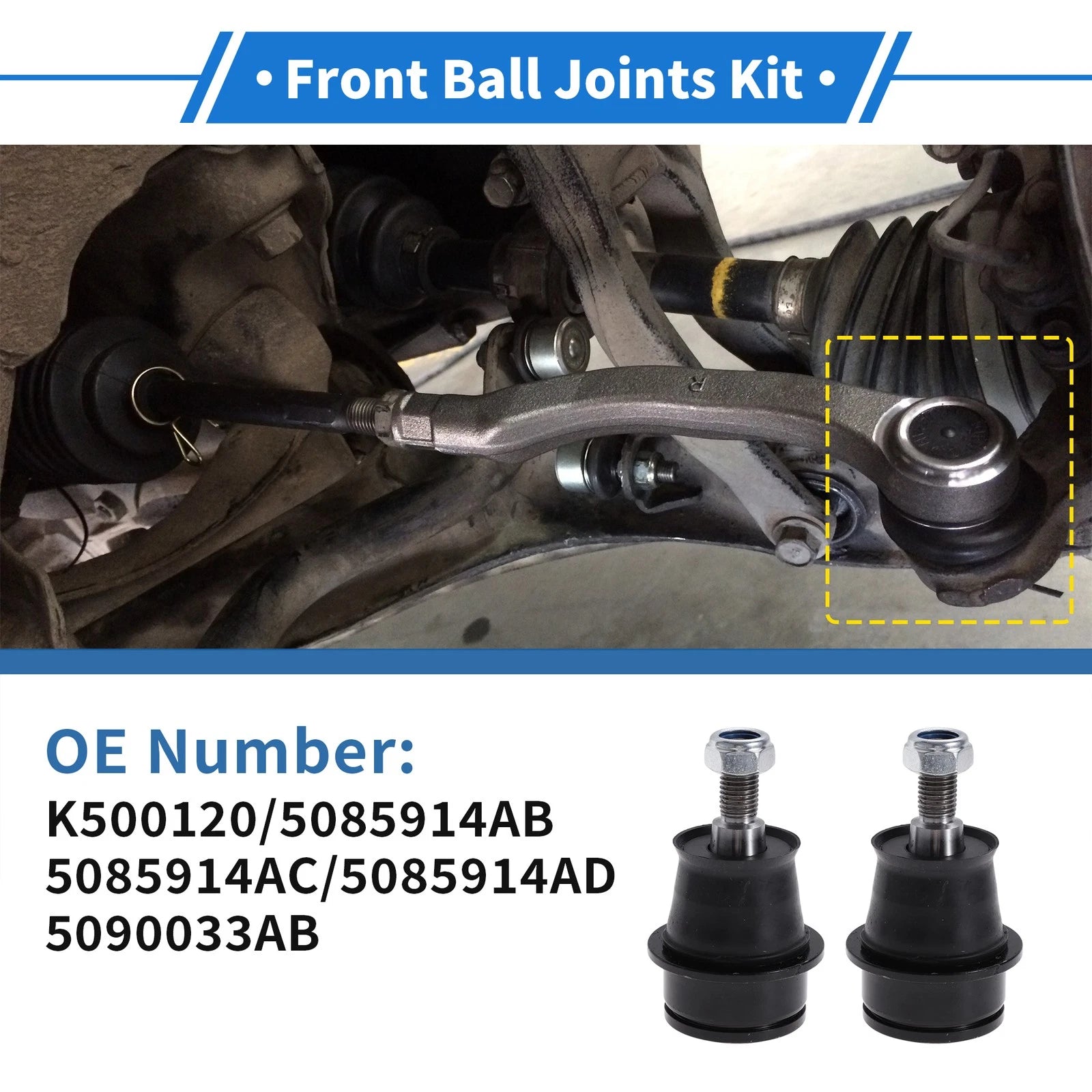 2X Front Lower Ball Joints for Dodge Journey (2009–2020) K500120/5085914AB