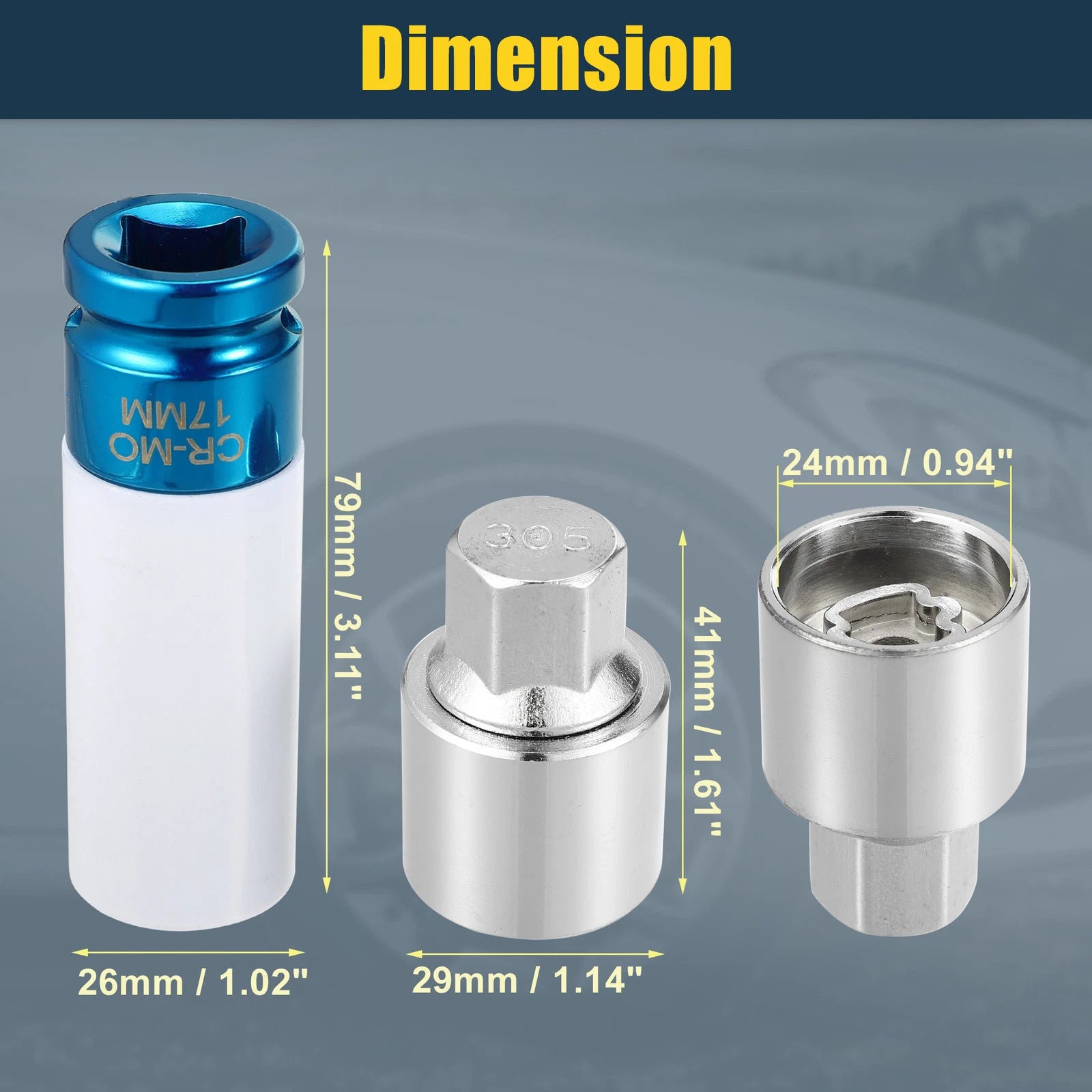 Set of 4 Wheel Lock Lug Nuts with Protector Socket for Mercedes Benz 