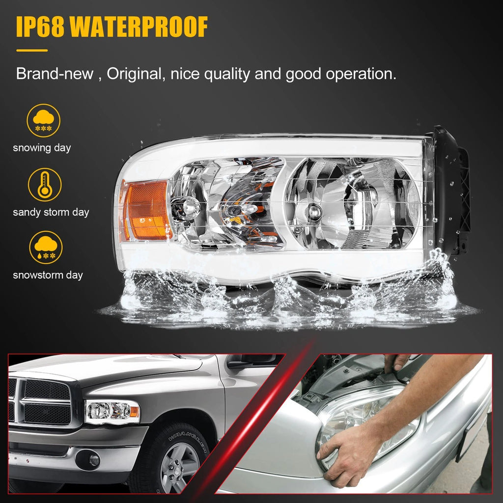LED DRL Headlight Assembly for Dodge Ram 1500 (2002–2005)