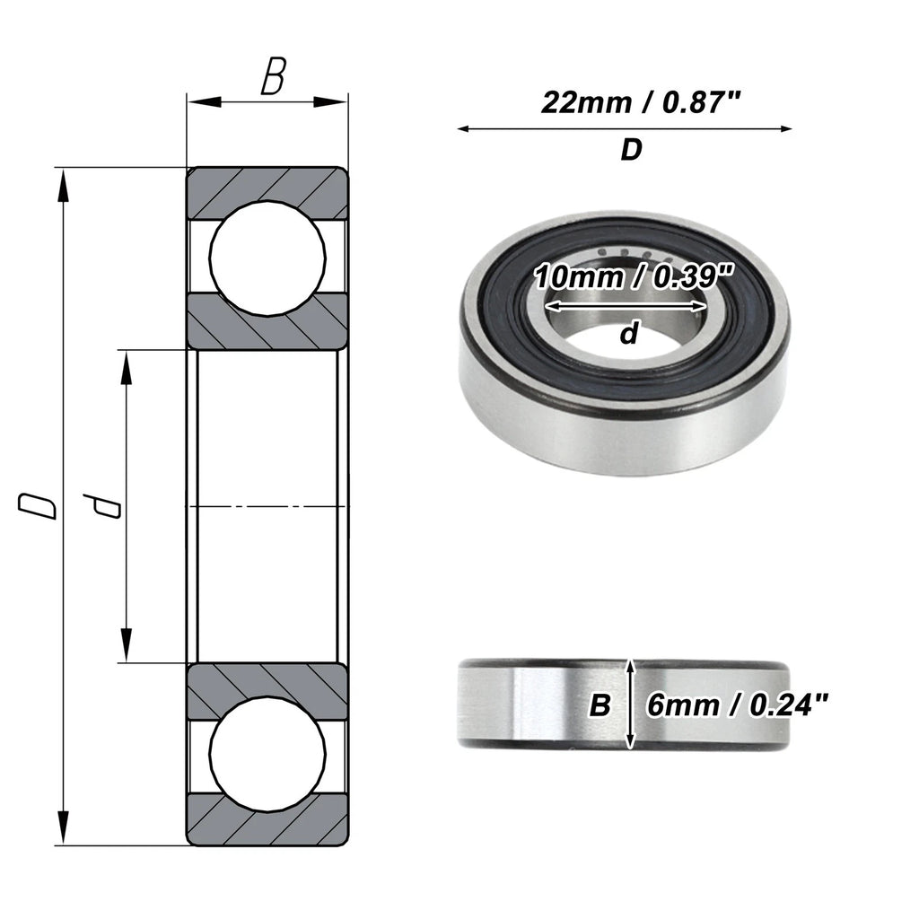 6900VV Deep Groove Ball Bearing for Scooter Skateboard Wheel (10x22x6mm)