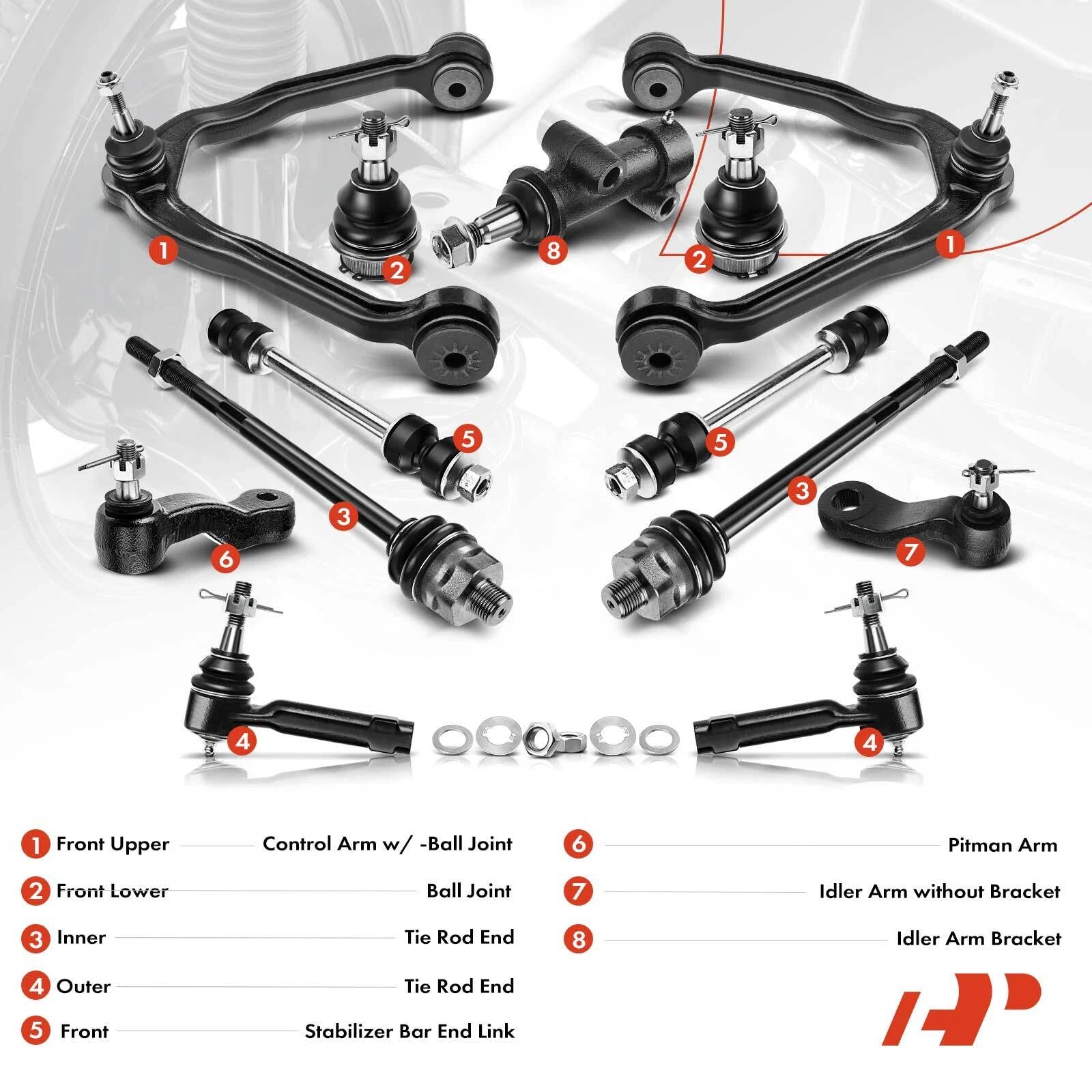 Set of 2 Front Control Arms with Ball Joints for Chevy Silverado 1500 (1999–2006)