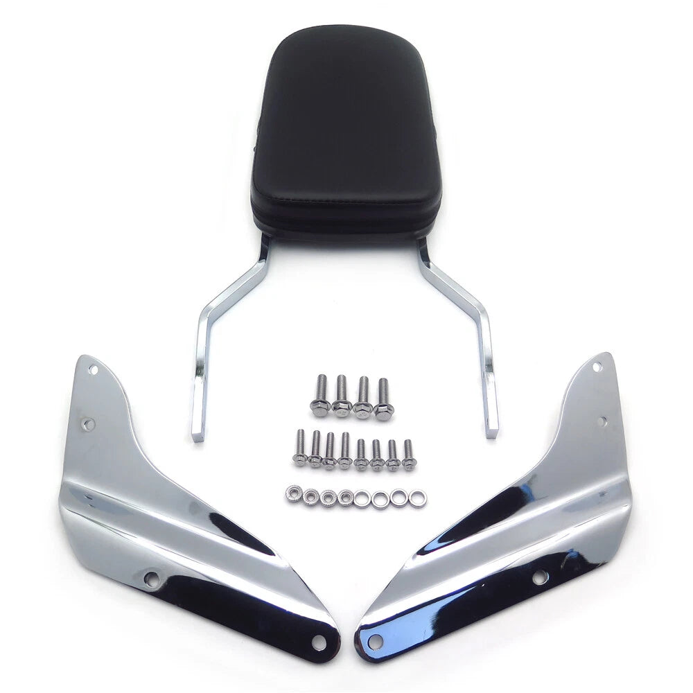 Chrome Flame Backrest Sissy Bar with Leather Pad for Honda Magna 750 (1994–2003)