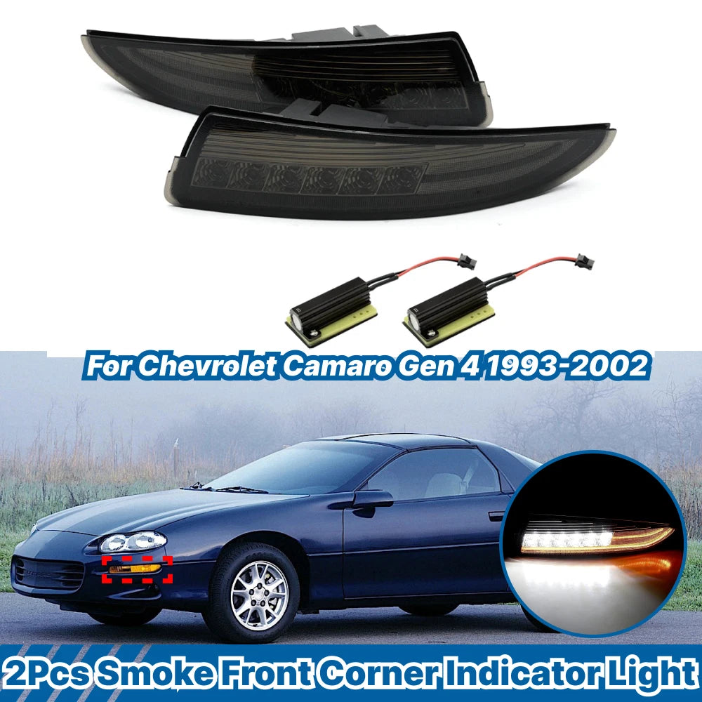 Front Sequential Turn Signal Light LED Smoked Lens for Chevy Camaro (1993–2002)