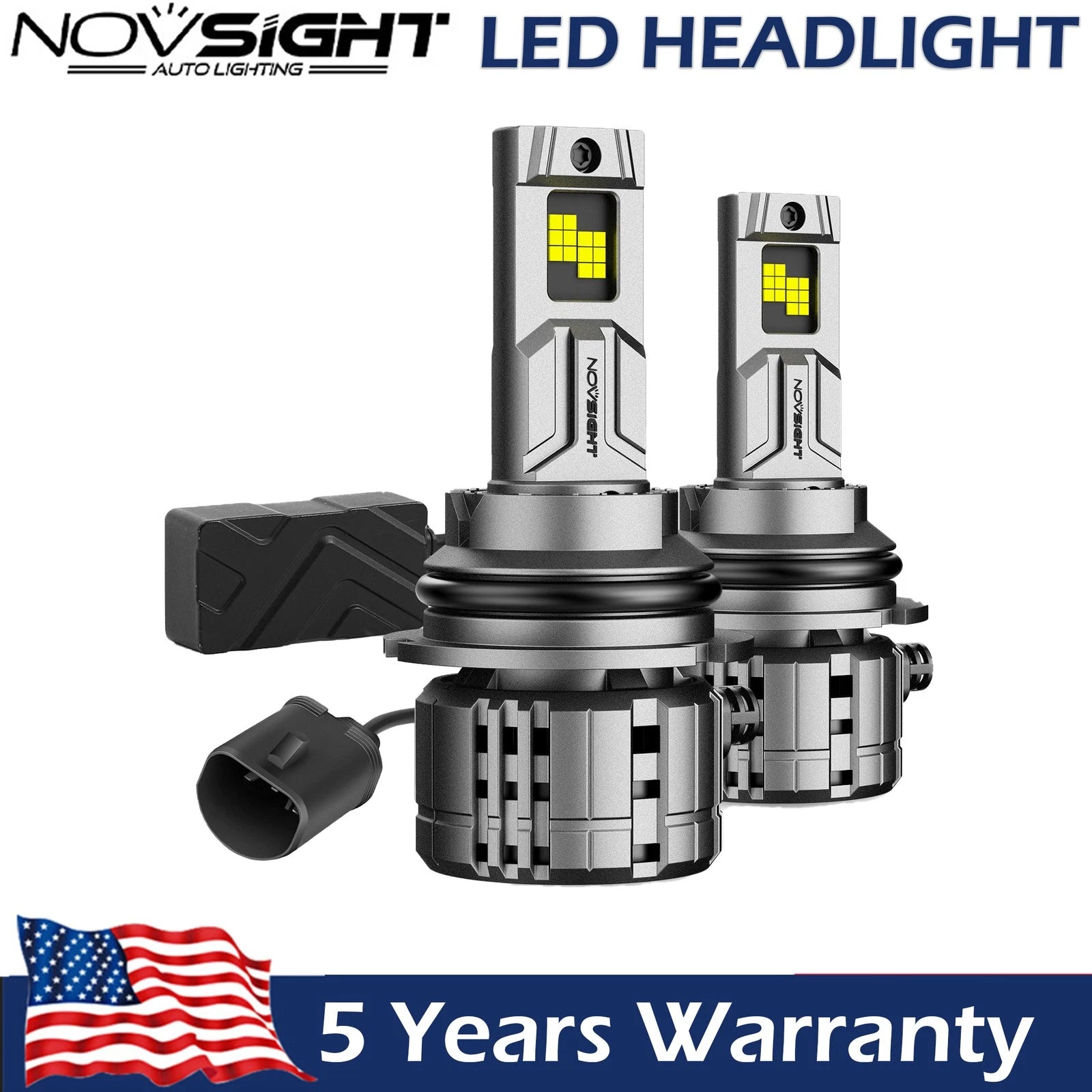2X NOVSIGHT 9004 HB1 LED Headlight Bulbs Bright White 200W 40000LM for