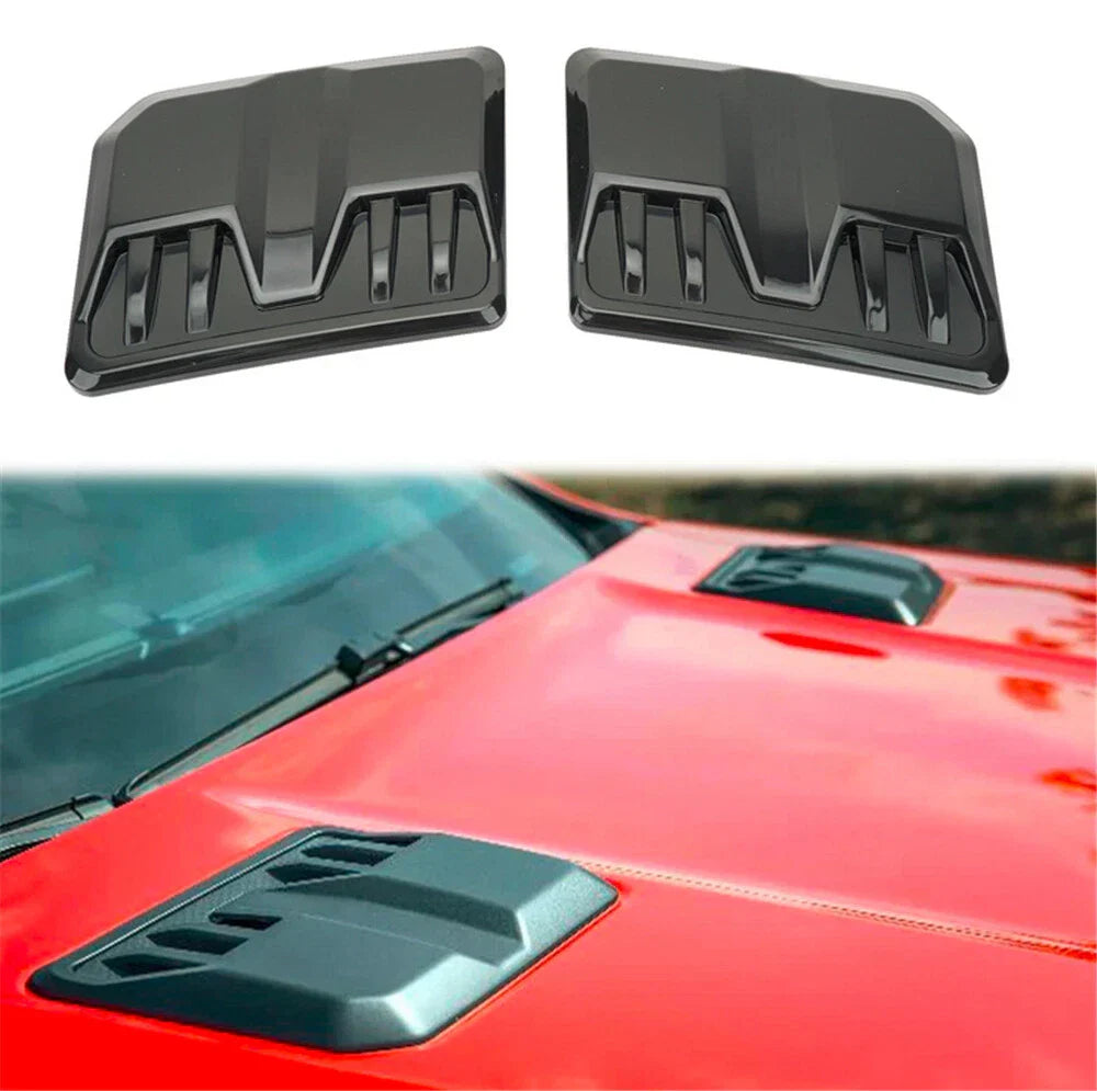 Glossy Black Hood Vent Scoop Covers for Car Exterior Trim