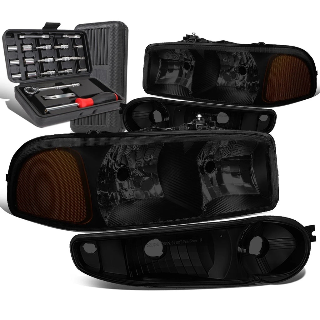 Tinted Amber Side Headlight Bumper Lamps for GMC Sierra/Yukon (2001–2007)