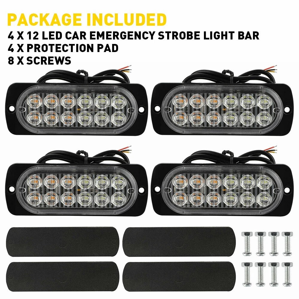 Amber/White Emergency Strobe Light for Car Truck