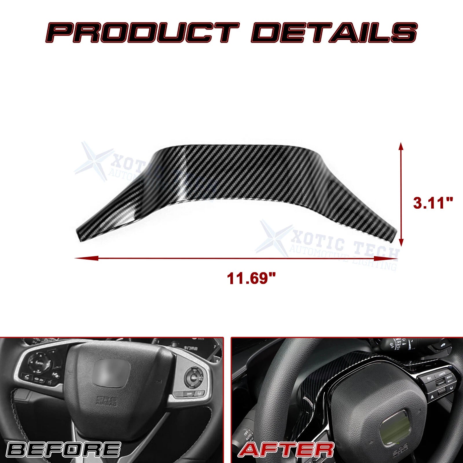 Carbon Fiber Pattern Driver Side Panel Cover for Honda Civic (2022-2025)