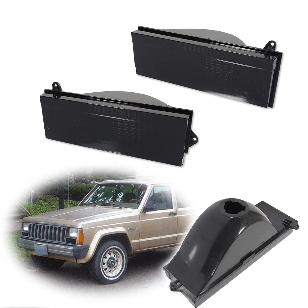 2 Smoke Front Bumper Turn Signal Lights for Jeep Cherokee Wagoneer Comanche