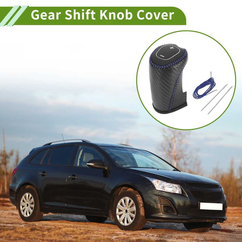 Gear Shift Knob Cover for Chevrolet Malibu (2016–2020) Black Carbon Fiber Blue