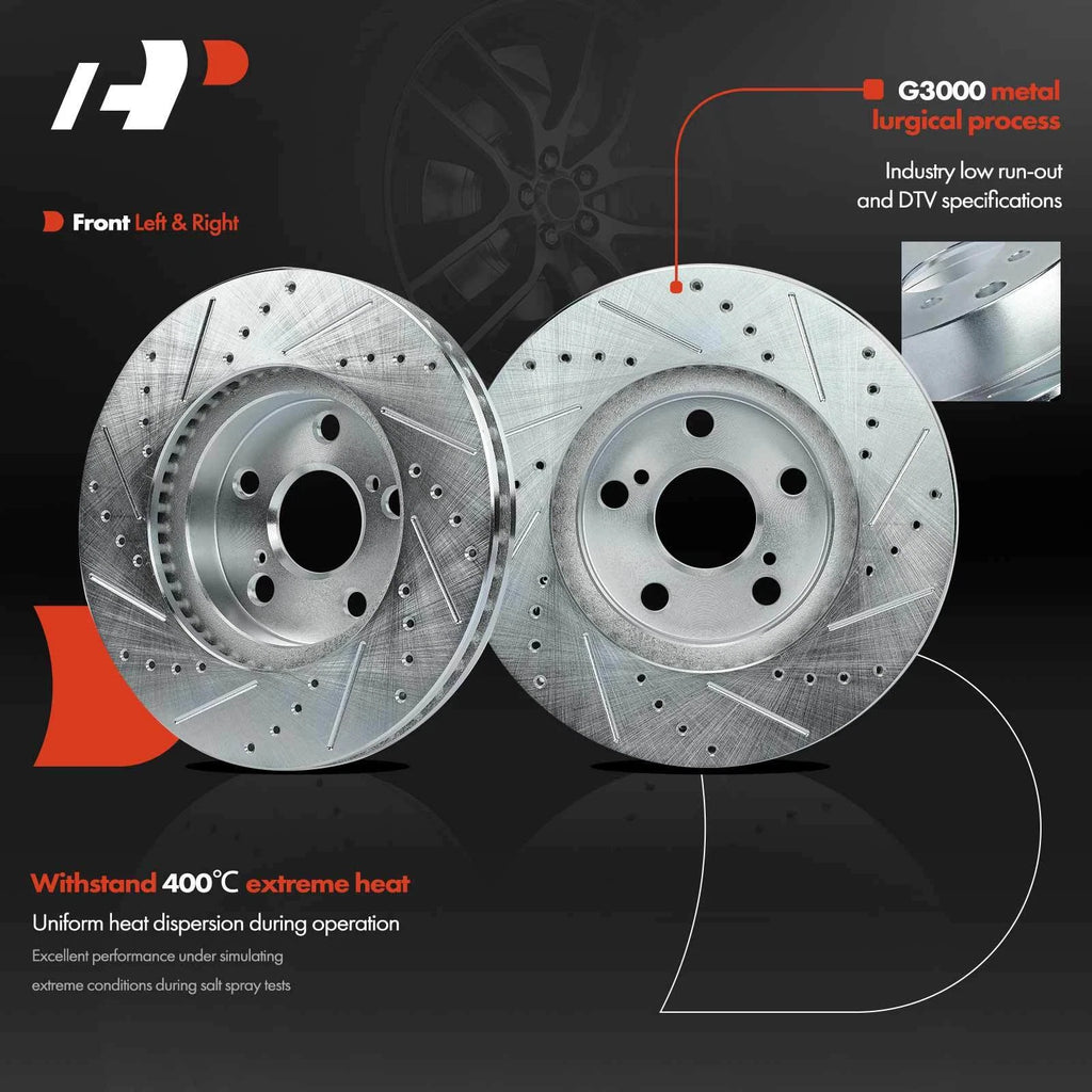 Front Drilled Brake Rotors & Ceramic Pads for Toyota Prius Lexus 1.8L (2011–2018)