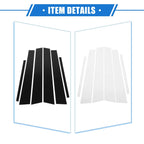 6 x Pillar Post Trim Covers for Honda Accord Sedan (2008-2012) Black