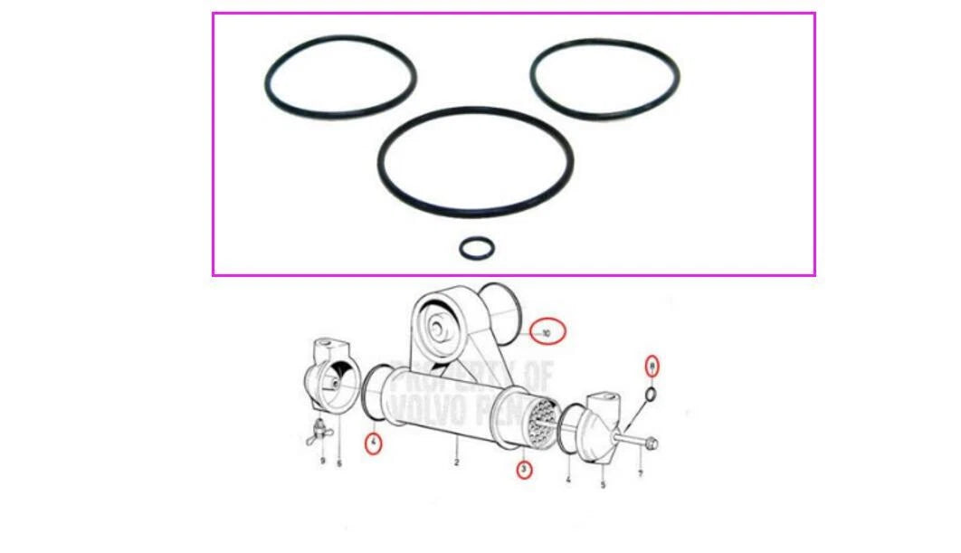 Oil Cooler Seal for Volvo Penta AQ120-AQ170 (1970–1990) 925092 925255 925983