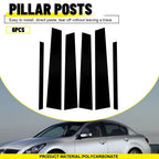 Set of 6 Black Window Pillar Posts Trim Covers for Infiniti G35 G37 (2002–2013)