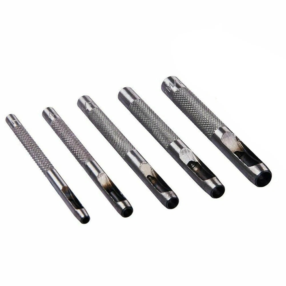 Set of 5 Leather Hole Punches 3-8mm Steel Drilling Tool
