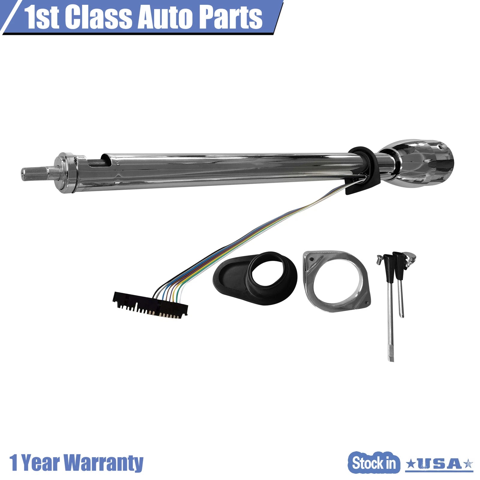 35" Tilt Shift Steering Column for Universal Vehicles (Paintable Steel Chrome)