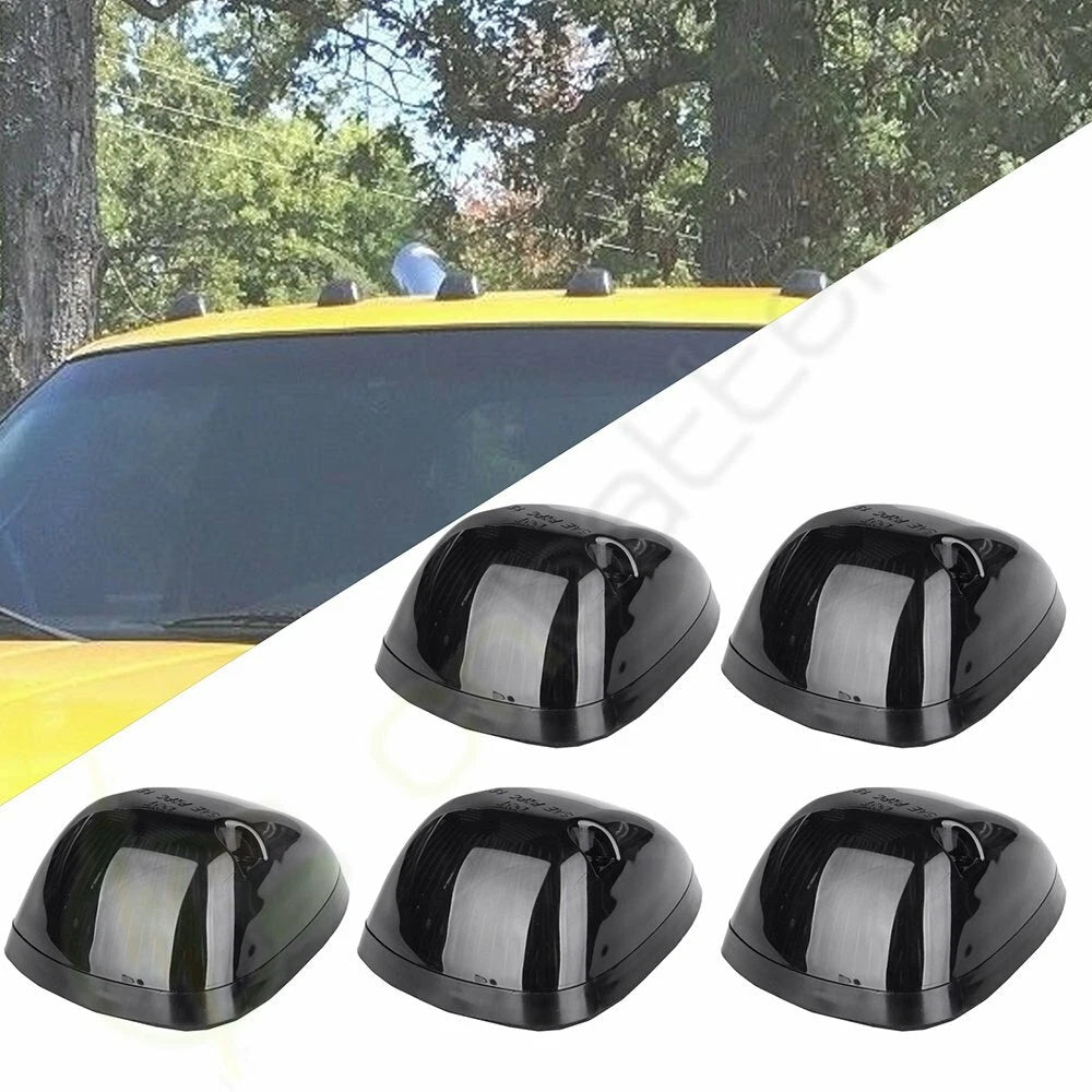 5PCS Smoke Cab Clearance Light Covers + Base Housing for Dodge Ram (1994–1998)