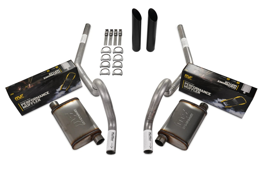 2.5" Dual Exhaust Kit for GM A Body (1964–1972) Stainless Rear Exit Black