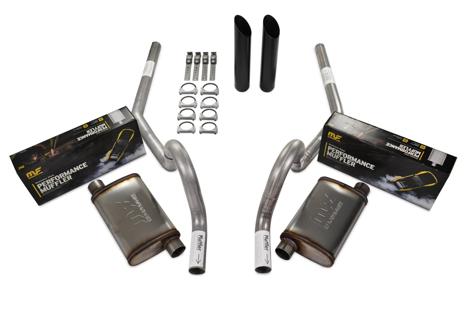 2.5" Dual Exhaust Kit for GM A Body (1964–1972) Stainless Rear Exit Black