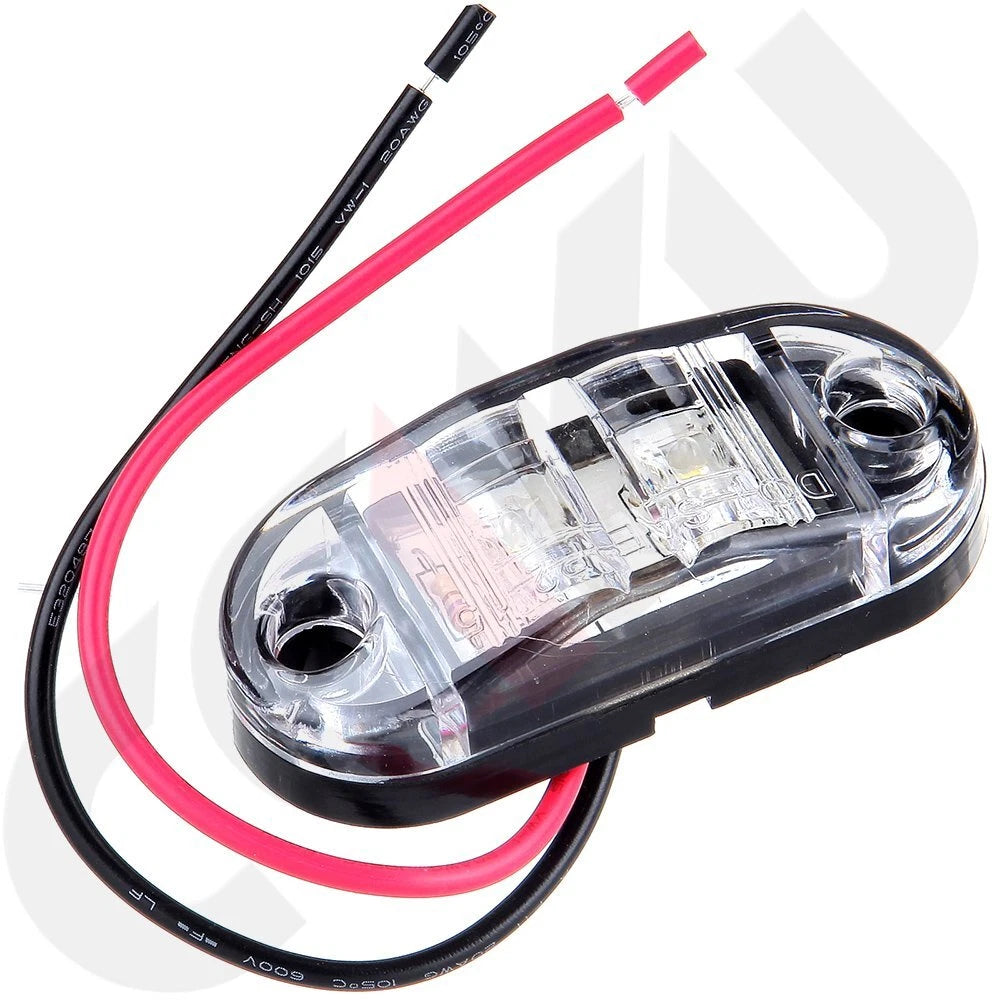 2X 2.5" Clearance White Oval LED Lamps for Trailer Pickup