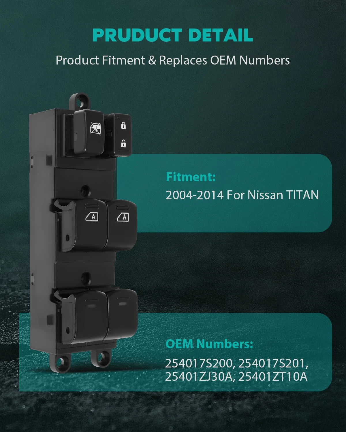 Power Window Switch for Nissan Armada (2005–2007) Titan (2004–2015) Front Left