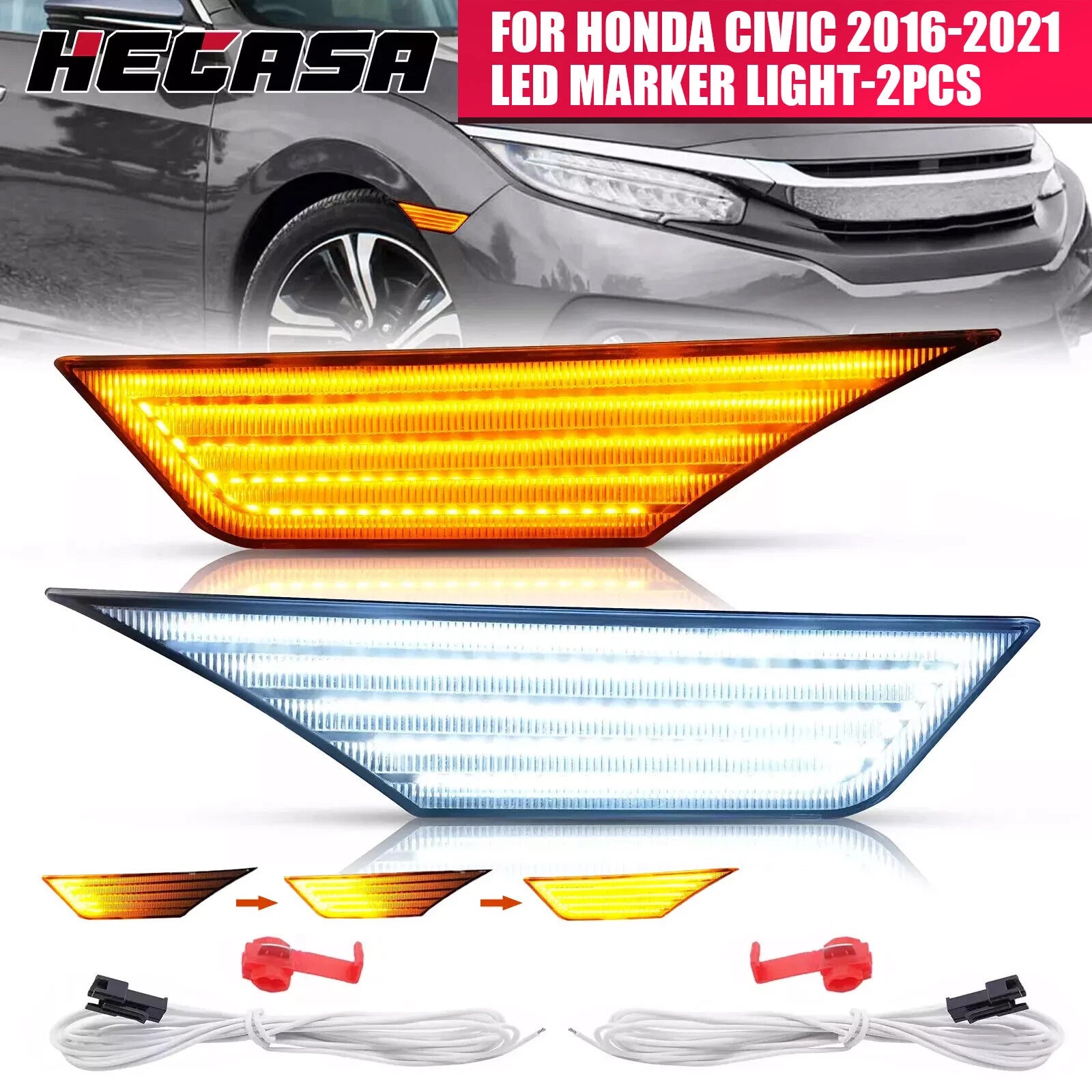 Sequential LED Signal Side Marker Lights for Honda Civic (2016–2021)