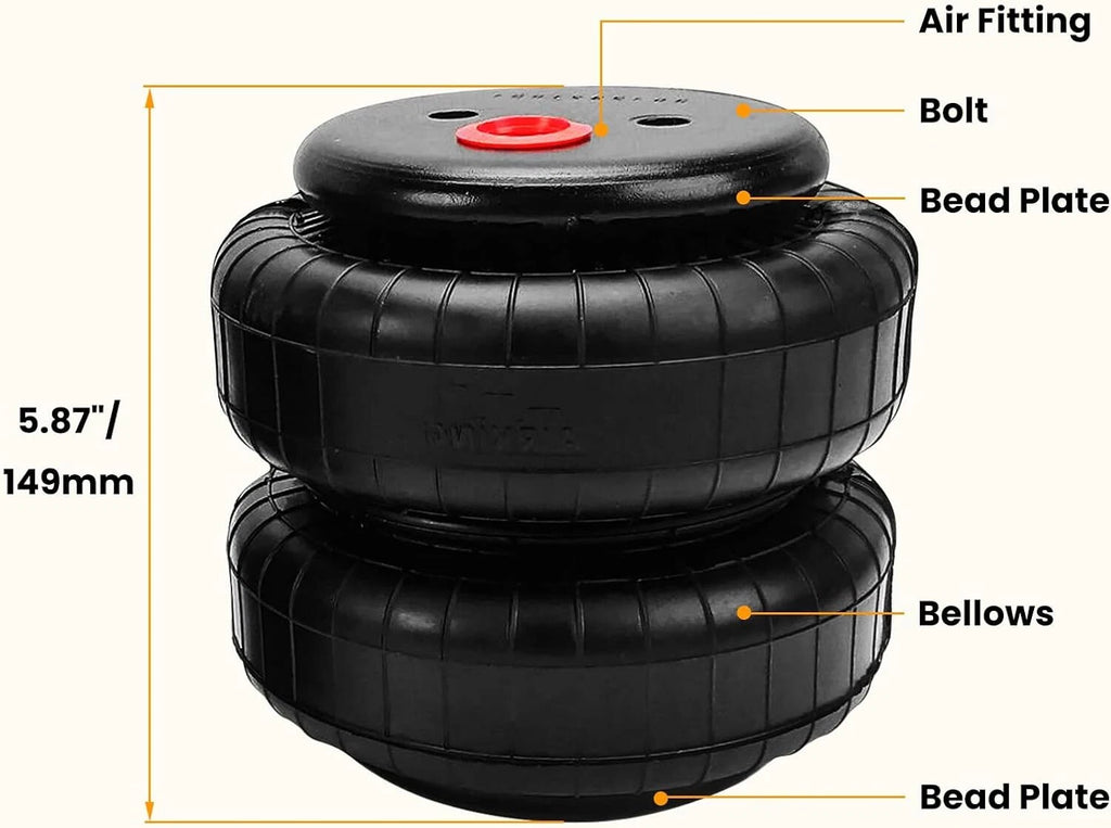 2X Air Ride Suspension Bags for Standard 2500 lb (Single Port)