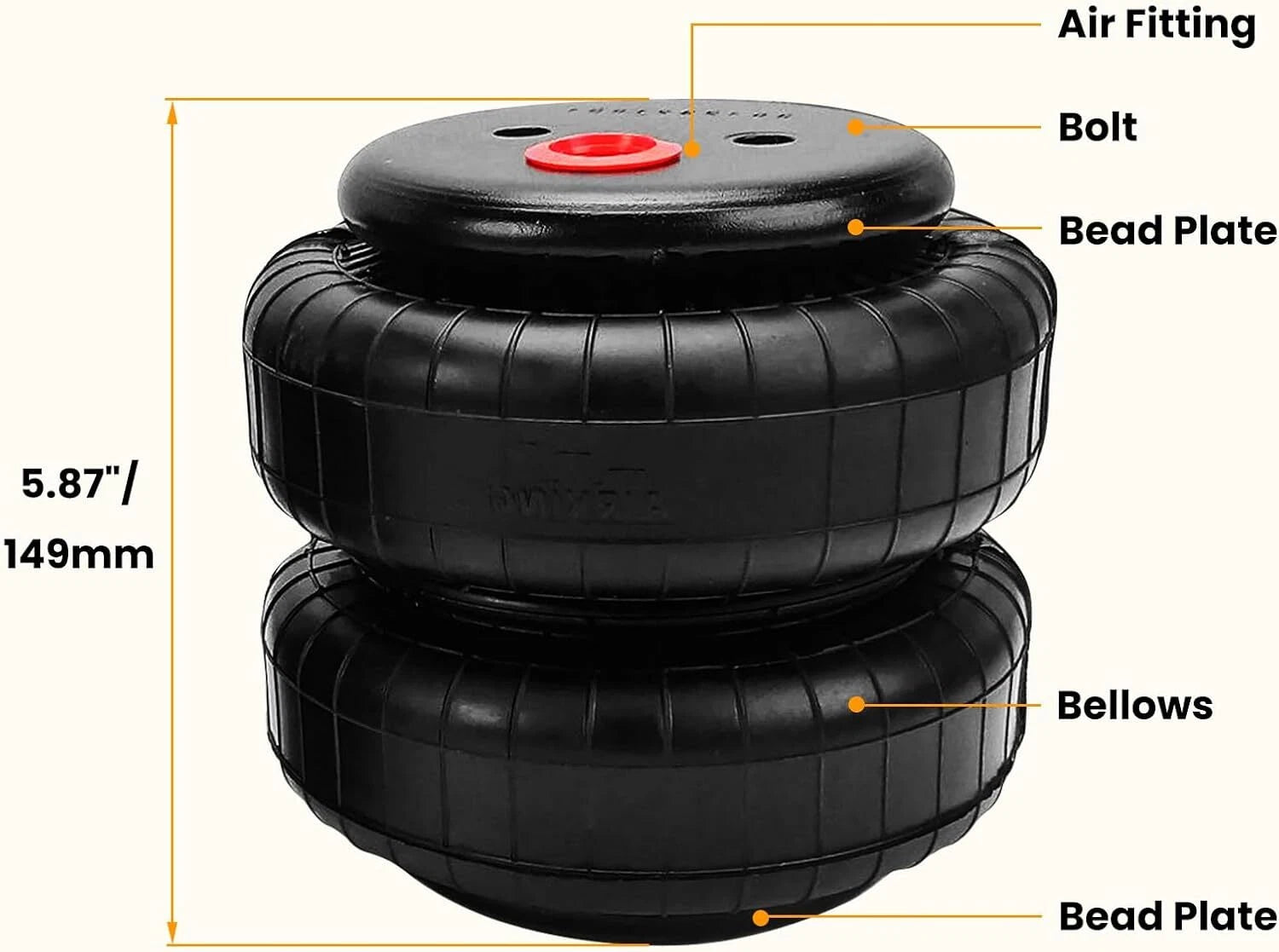 2X Air Ride Suspension Bags for Standard 2500 lb (Single Port)