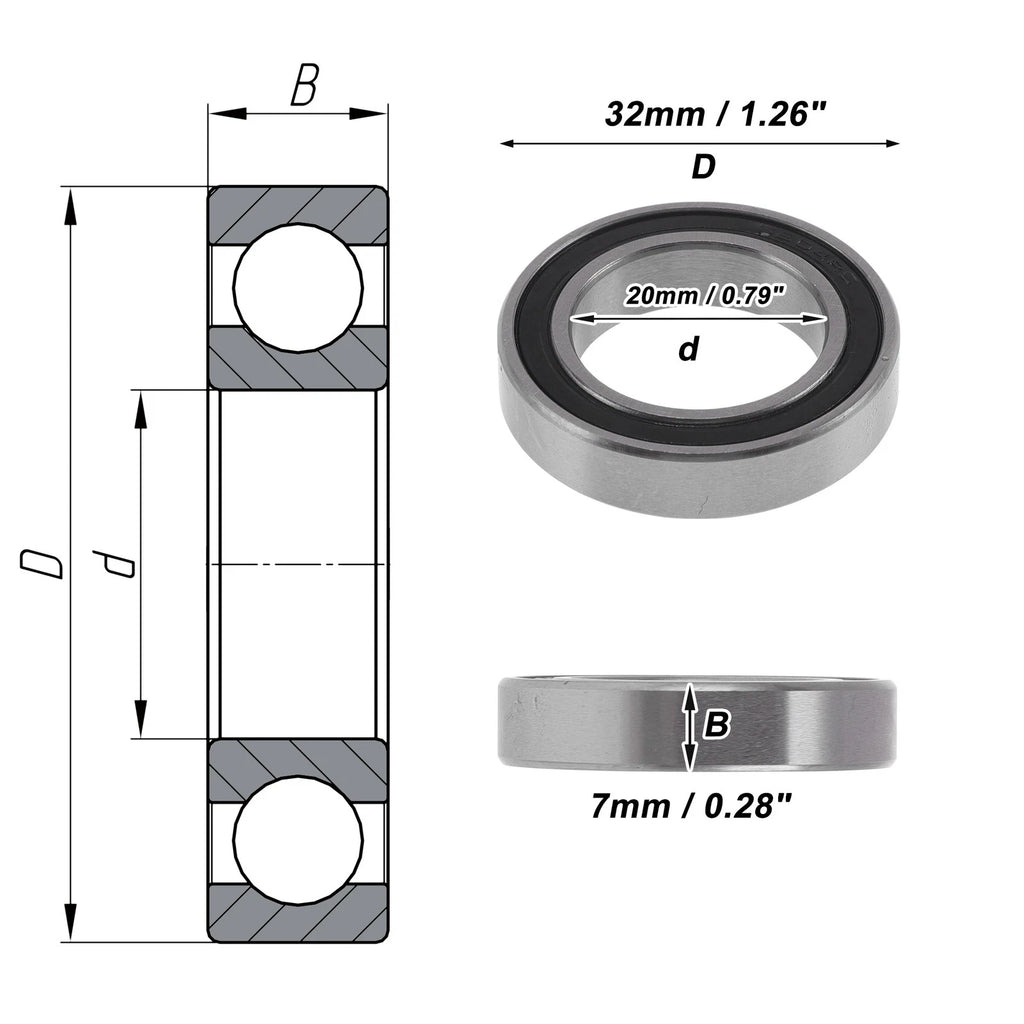Deep Groove Ball Bearings 6804VV for Various Models (20x32x7mm)