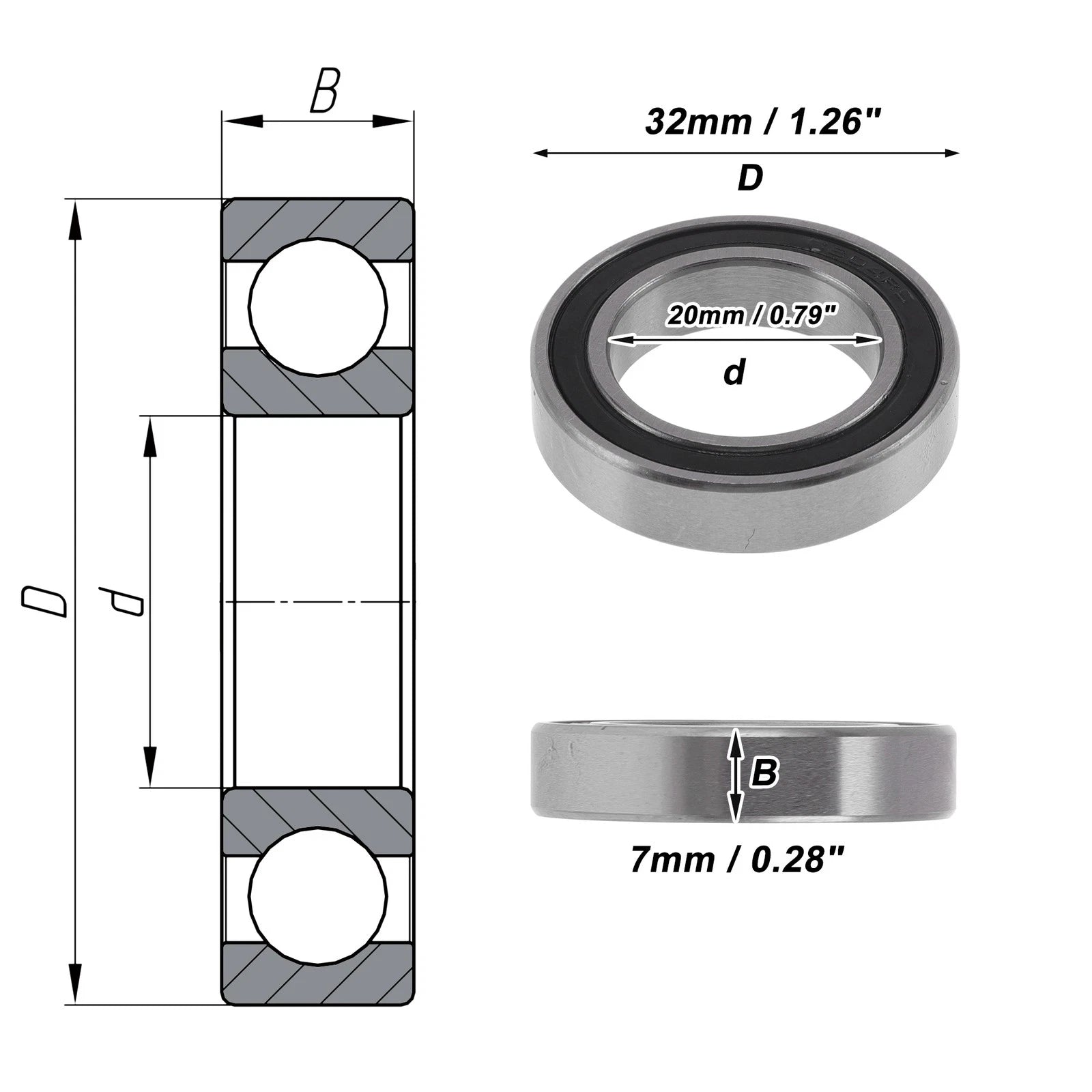 Deep Groove Ball Bearings 6804VV for Various Models (20x32x7mm)