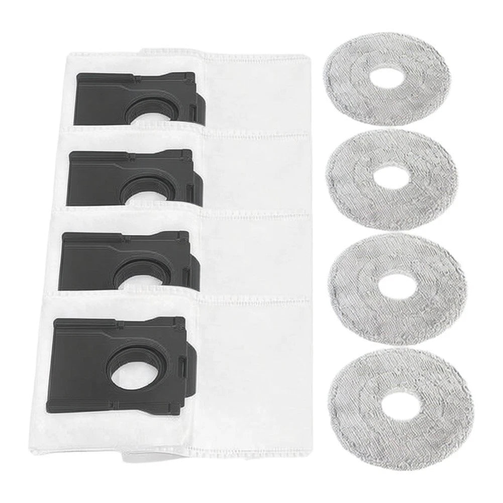 Set of 4 Mop Pads and 4 Dust Bags for Dreame Mova E40 (2020–2023)