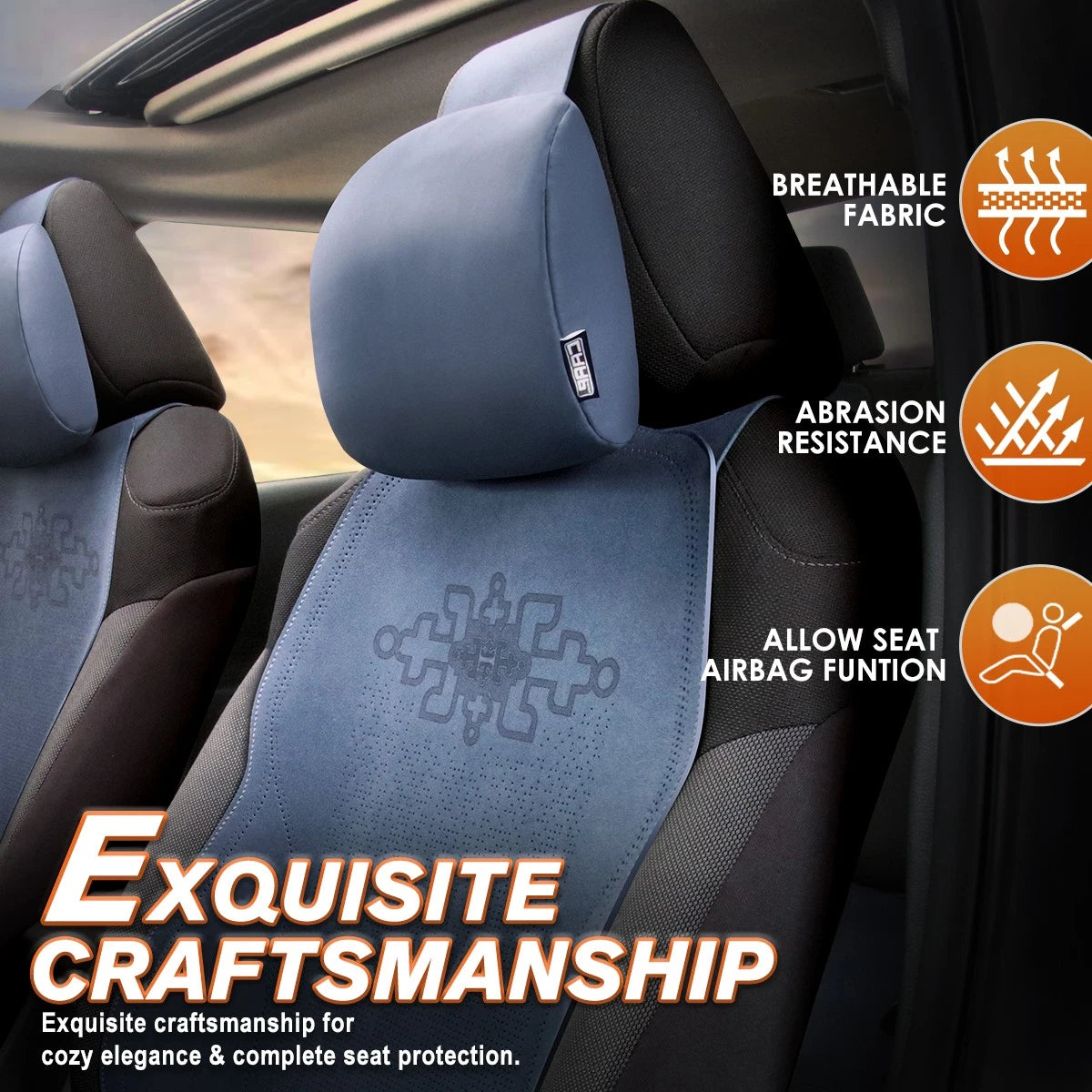 Front Row Bucket Seat Covers for Universal Fit (Protex Plus Series, Blue)